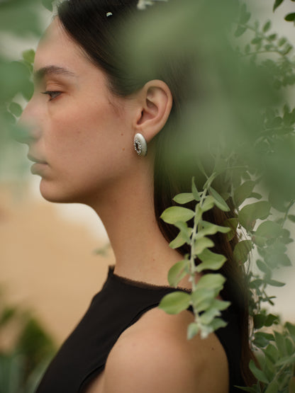 Water Ring Pearl Cluster Oval Stud Earrings