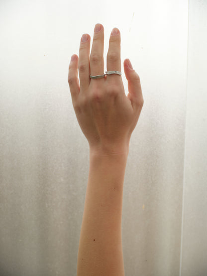 Twin Floating Beads Narrow Stackable Rings