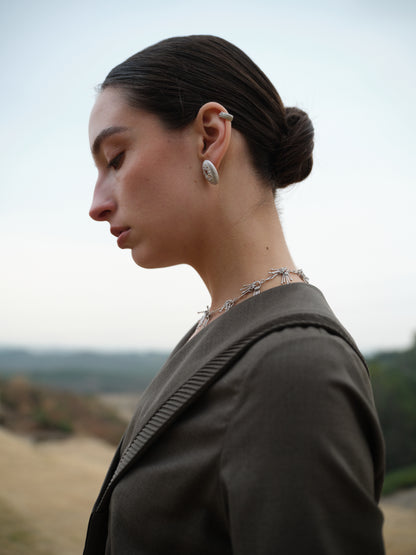 Water Ring Pearl Cluster Oval Stud Earrings