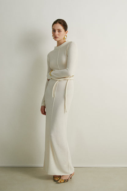 the Brenda Beige Long Dress