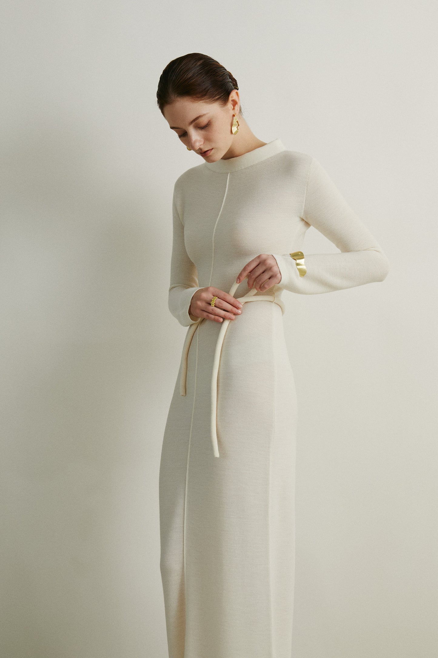 the Brenda Beige Long Dress