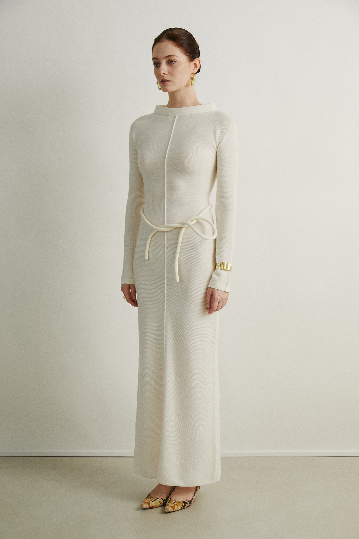 the Brenda Beige Long Dress