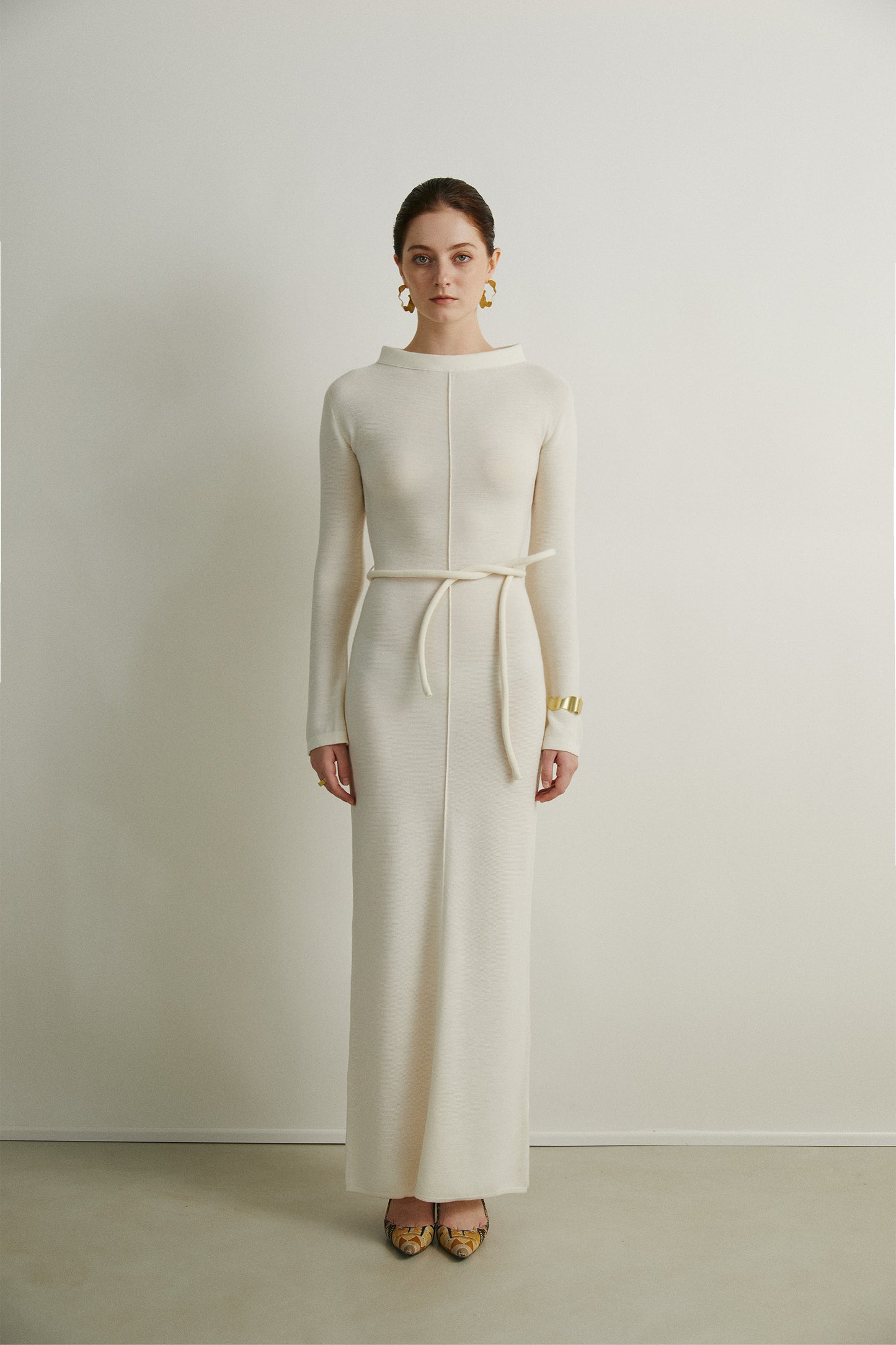 the Brenda Beige Long Dress