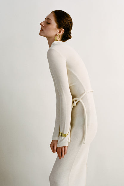 the Brenda Beige Long Dress