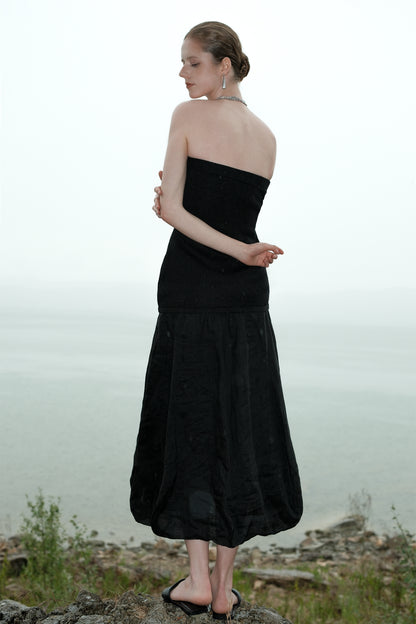 Eloá Black Bustier Low-Waist Dress