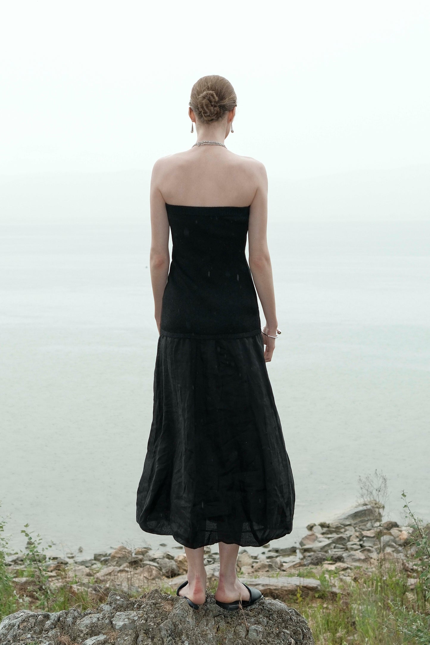 Eloá Black Bustier Low-Waist Dress