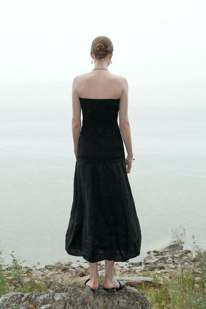 Eloá Black Bustier Low-Waist Dress