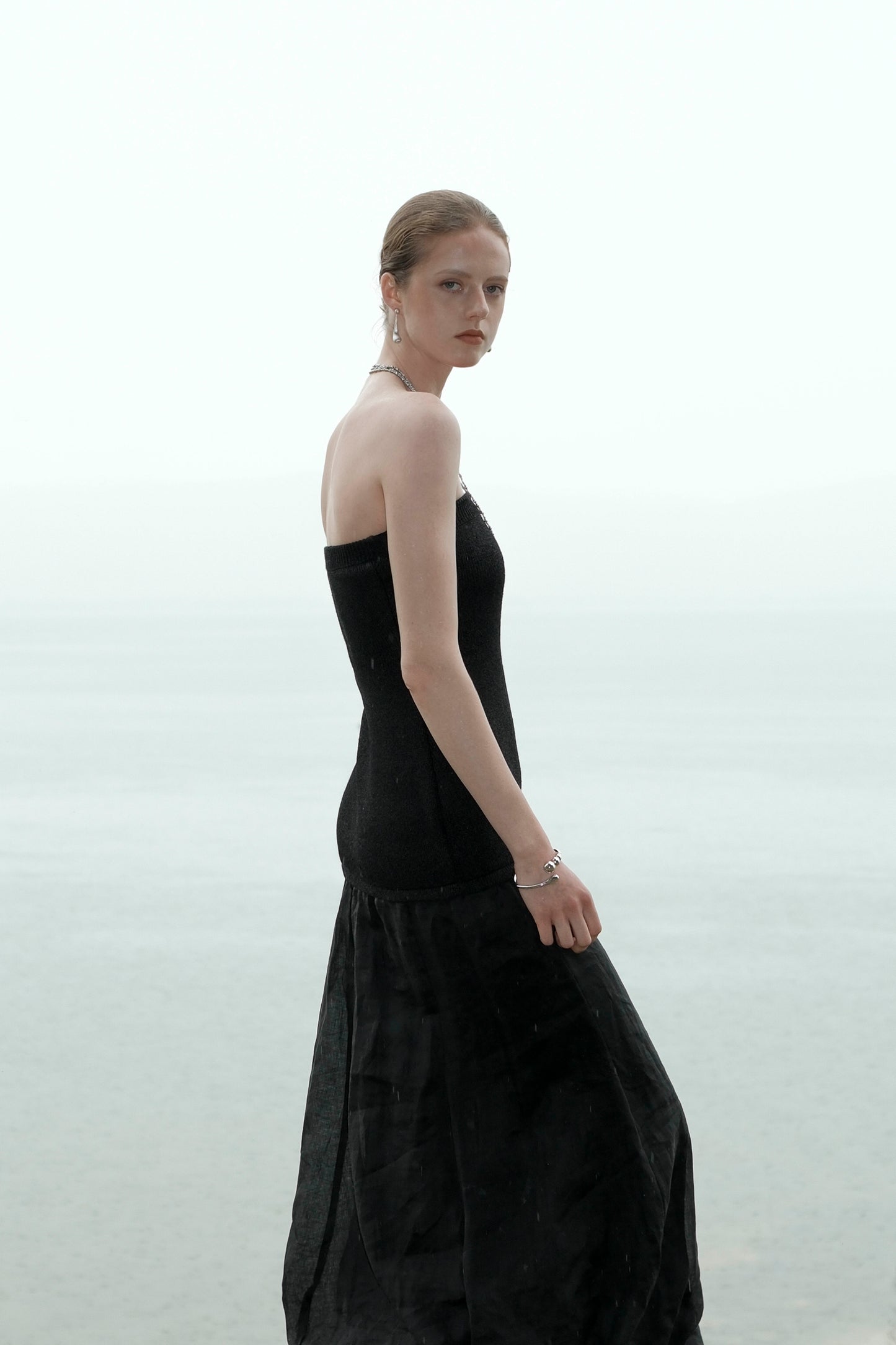 Eloá Black Bustier Low-Waist Dress