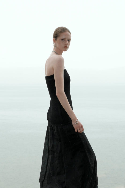 Eloá Black Bustier Low-Waist Dress