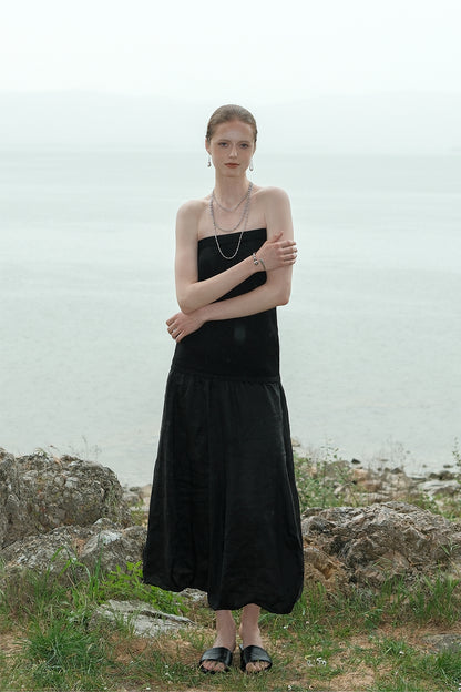 Eloá Black Bustier Low-Waist Dress