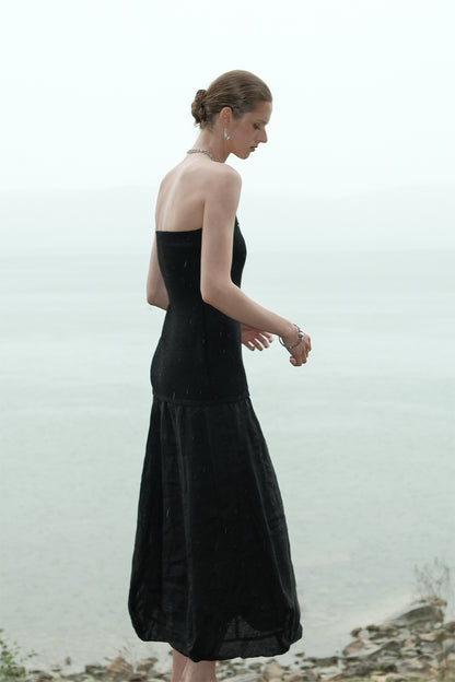 Eloá Black Bustier Low-Waist Dress