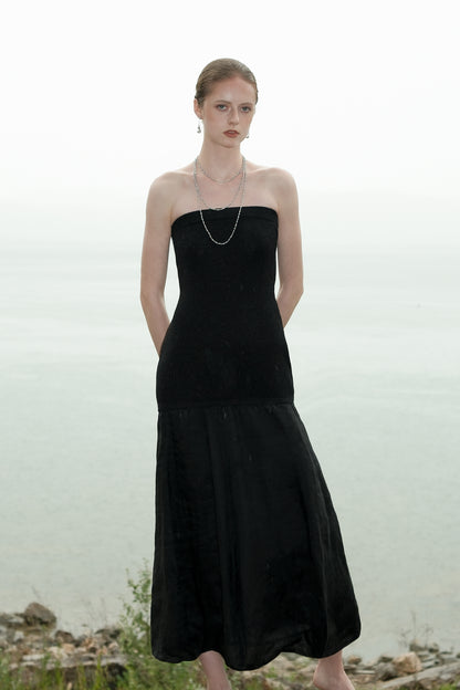Eloá Black Bustier Low-Waist Dress