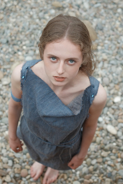 Limited Edition-Linen two-tone Apron Dress