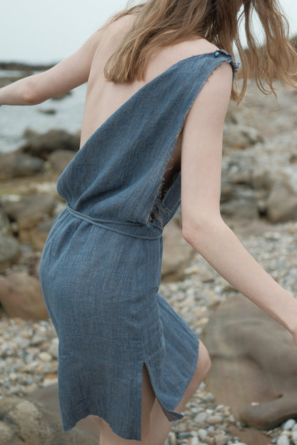 Limited Edition-Linen two-tone Apron Dress