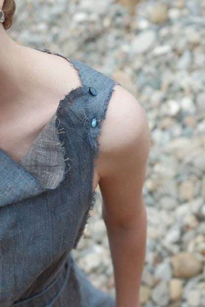 Limited Edition-Linen two-tone Apron Dress