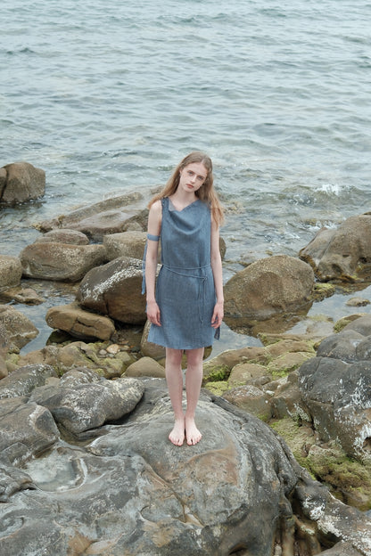 Limited Edition-Linen two-tone Apron Dress