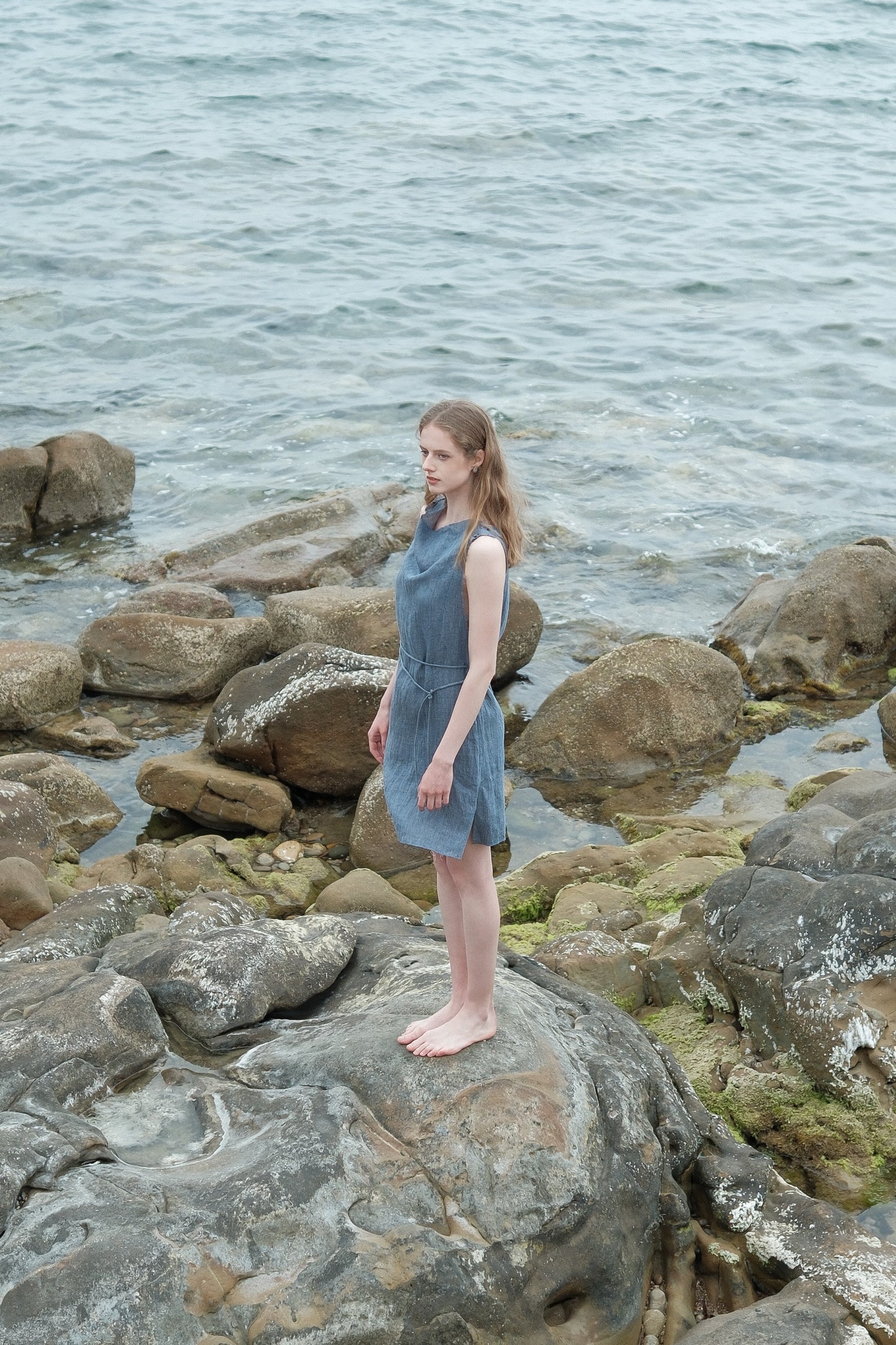 Limited Edition-Linen two-tone Apron Dress