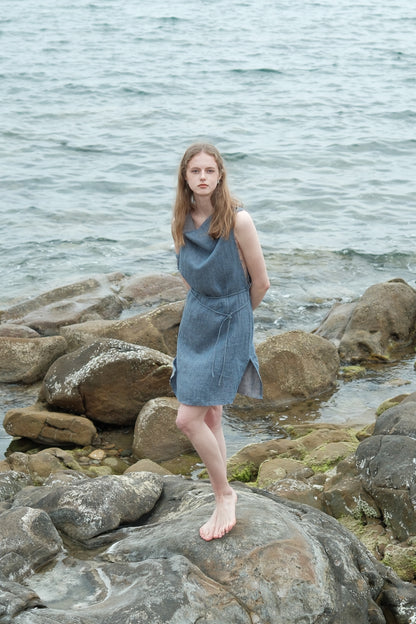 Limited Edition-Linen two-tone Apron Dress