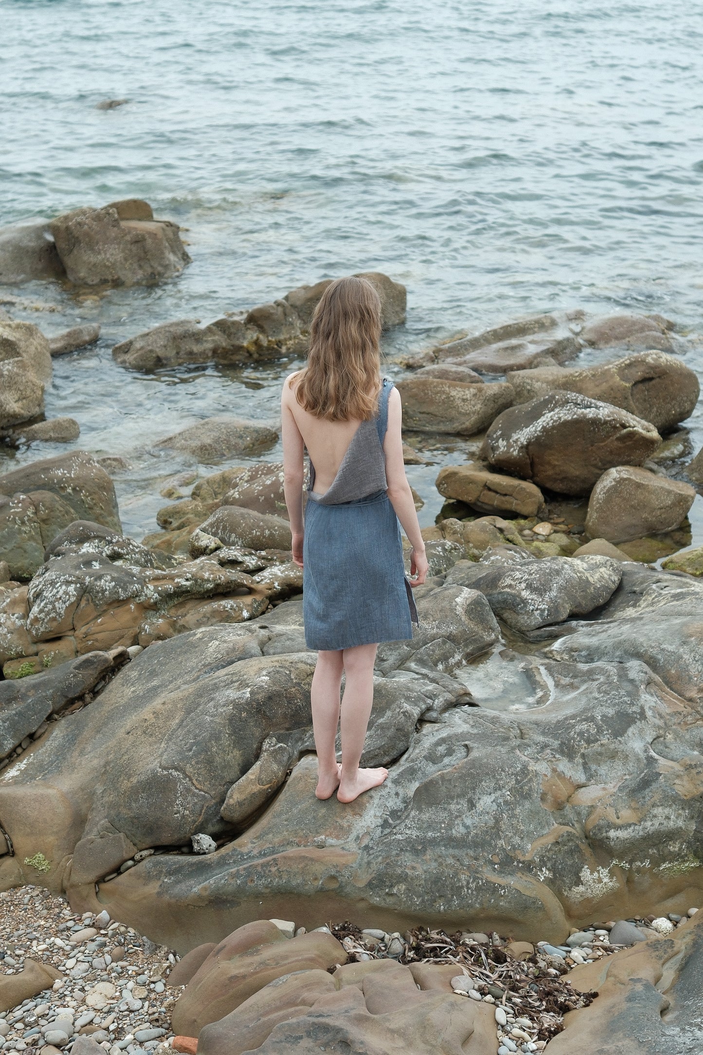Limited Edition-Linen two-tone Apron Dress