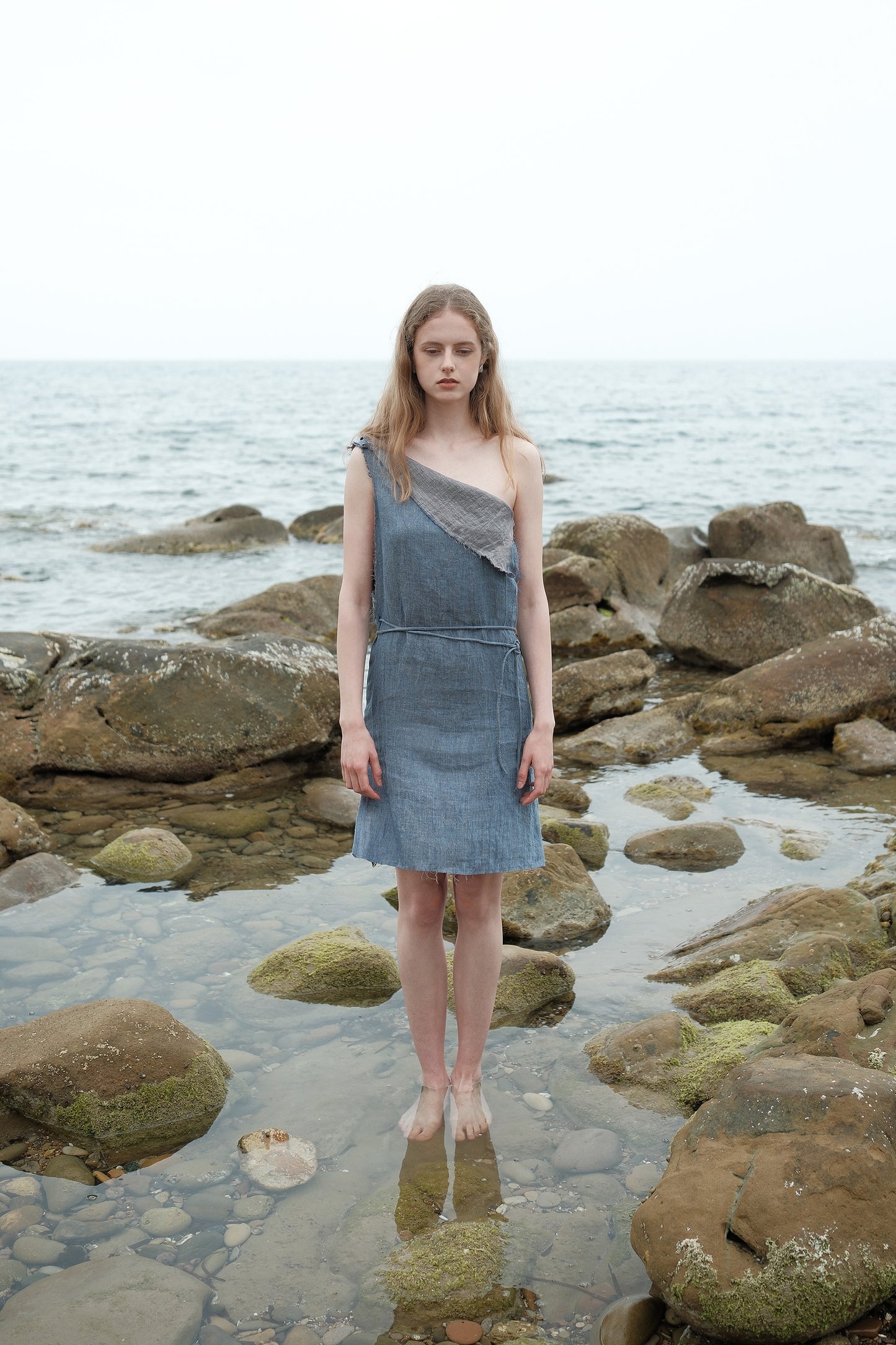 Limited Edition-Linen two-tone Apron Dress