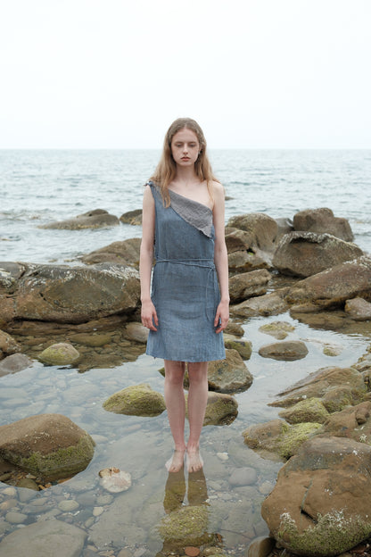Limited Edition-Linen two-tone Apron Dress
