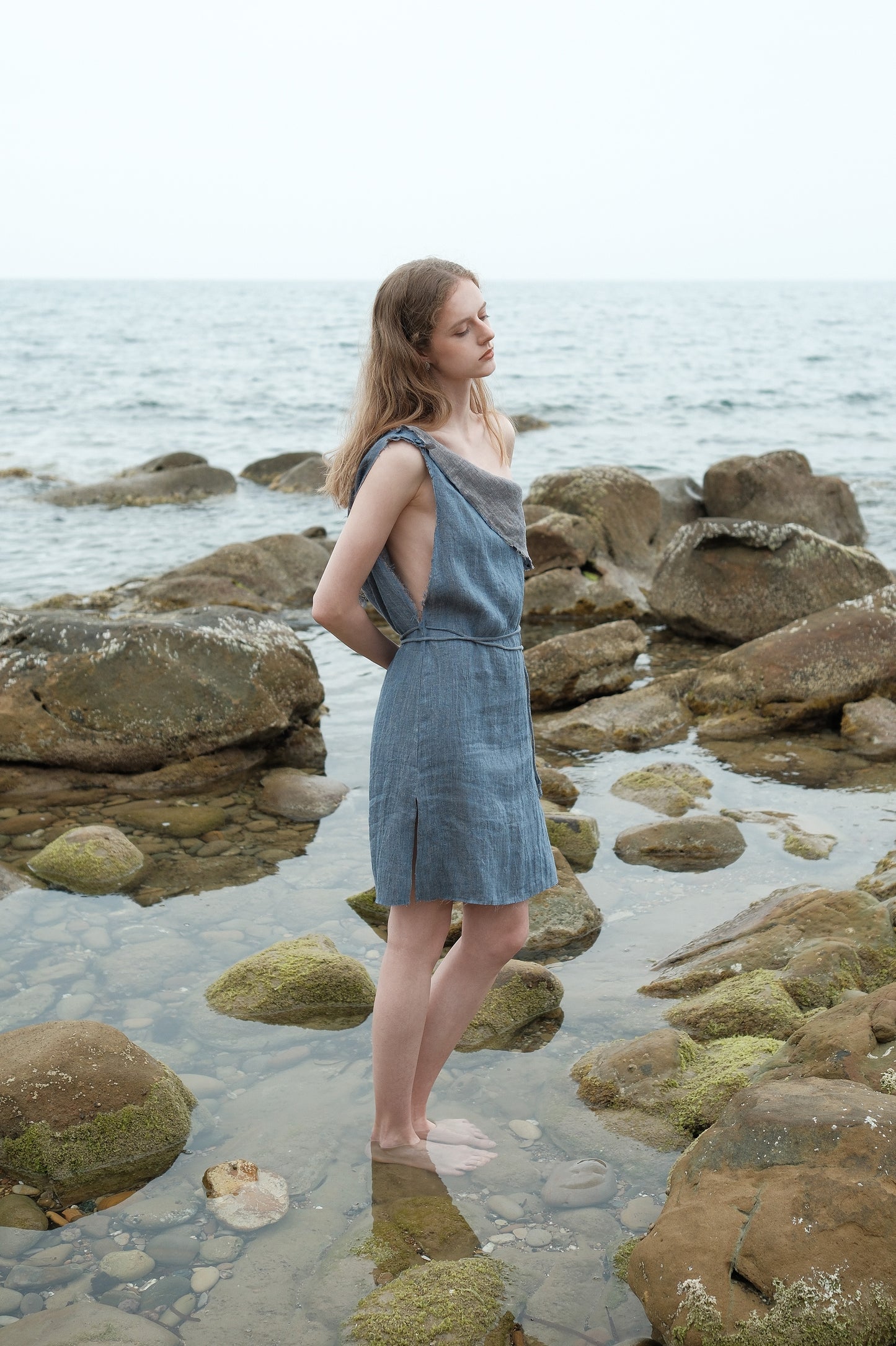 Limited Edition-Linen two-tone Apron Dress