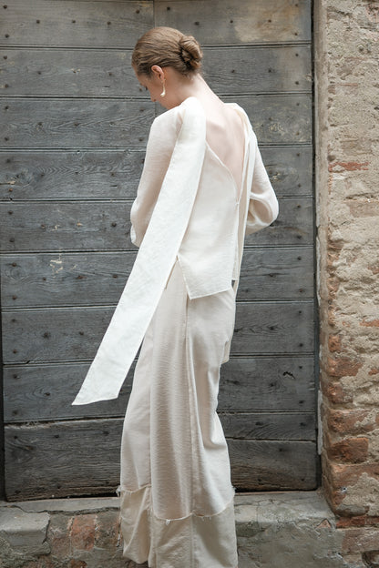 Maísa Beige Blouse with Trailing Tie