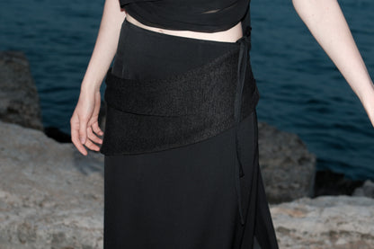 Ísis Black Acetate Knit Combo Skirt