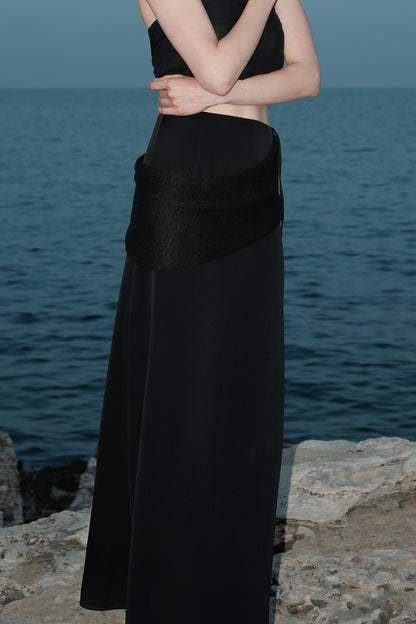 Ísis Black Acetate Knit Combo Skirt