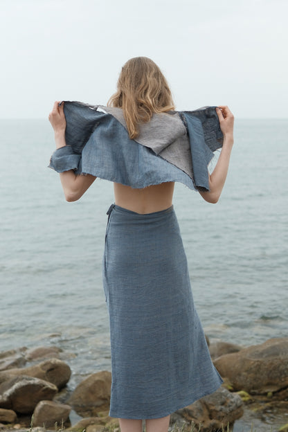 Limited Edition-Linen Double-sided Wrap-waist Skirt