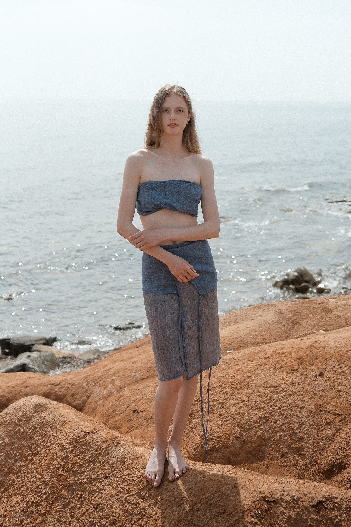 Limited Edition-Linen Double-sided Wrap-waist Skirt
