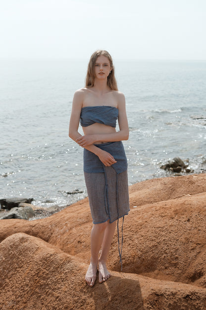 Limited Edition-Linen Double-sided Wrap-waist Skirt