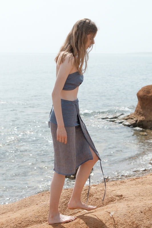Limited Edition-Linen Double-sided Wrap-waist Skirt