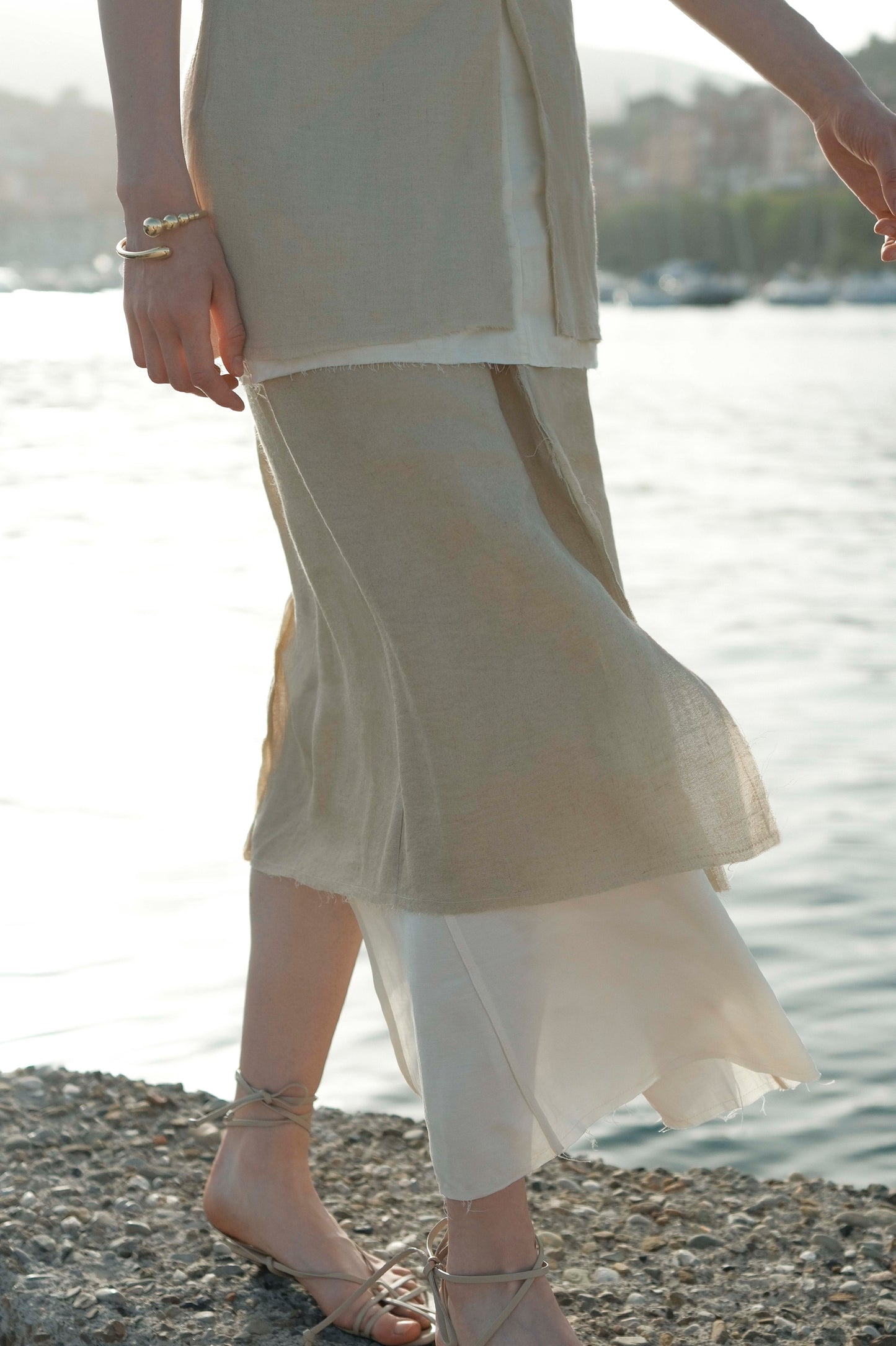 Tainá Cream Double-layered Skirt