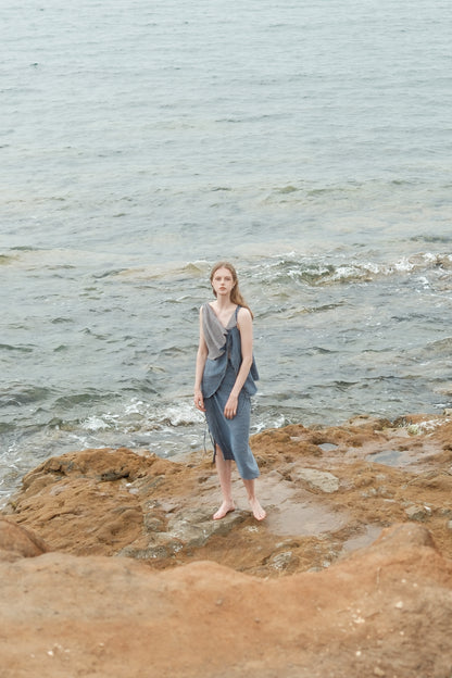 Limited Edition-Linen Double-sided Wrap-waist Skirt