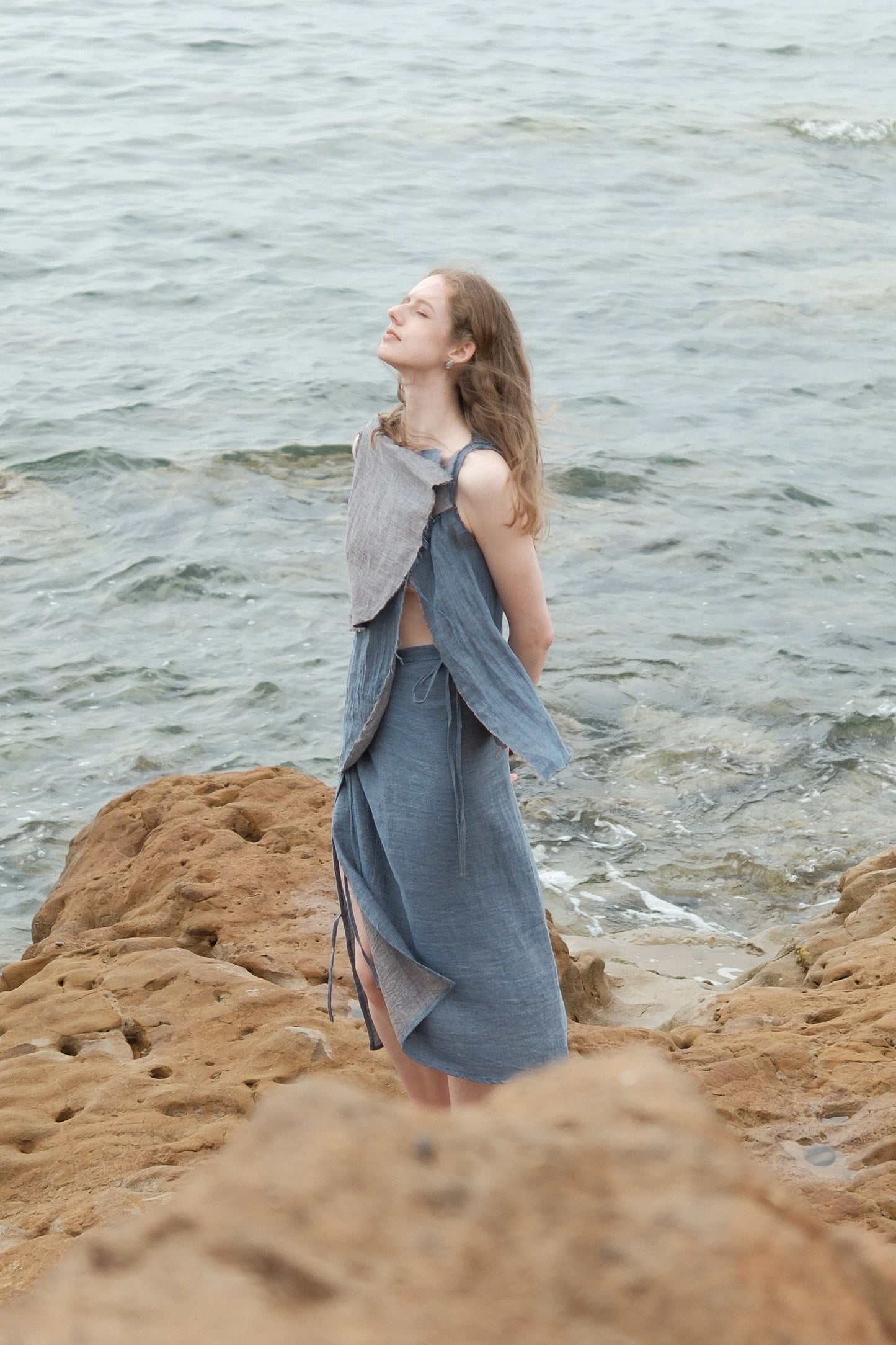 Limited Edition-Linen Double-sided Wrap-waist Skirt
