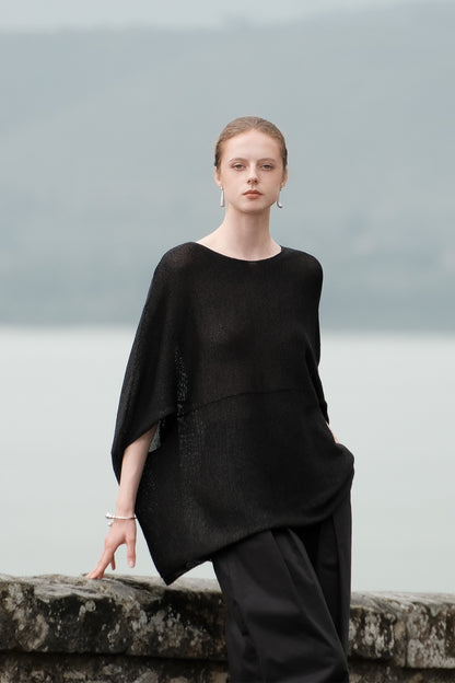 Cibele Black Oversized Pullover Knit Sweater