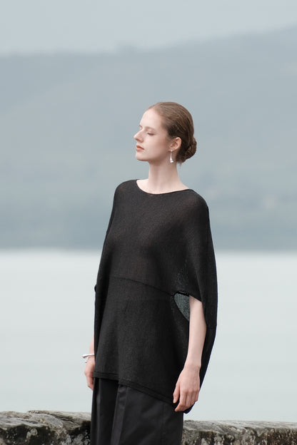 Cibele Black Oversized Pullover Knit Sweater