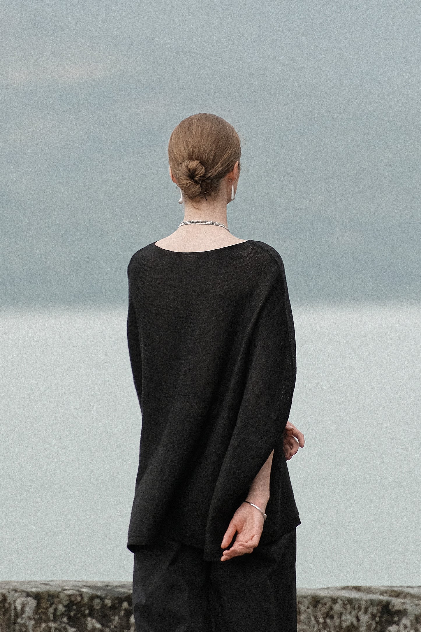 Cibele Black Oversized Pullover Knit Sweater