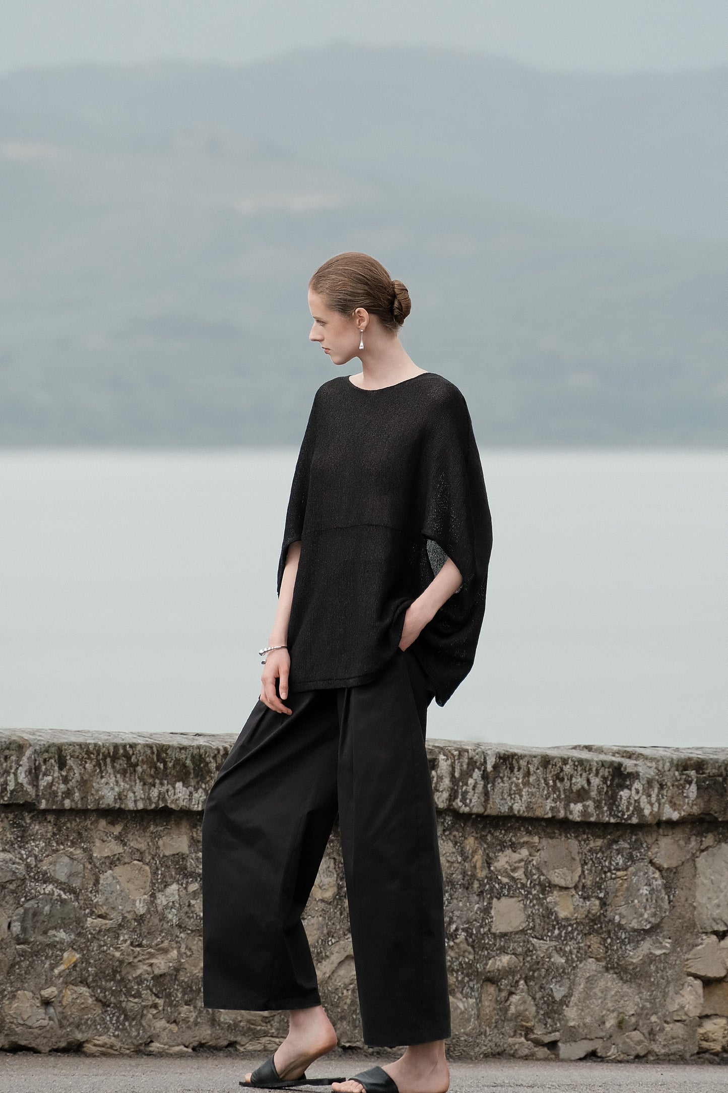 Cibele Black Oversized Pullover Knit Sweater