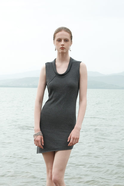 Ayla U-collar Lapel Knitted Tank Top