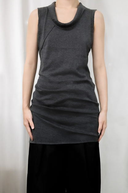 Ayla U-collar Lapel Knitted Tank Top