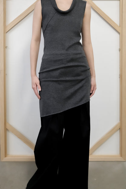 Ayla U-collar Lapel Knitted Tank Top