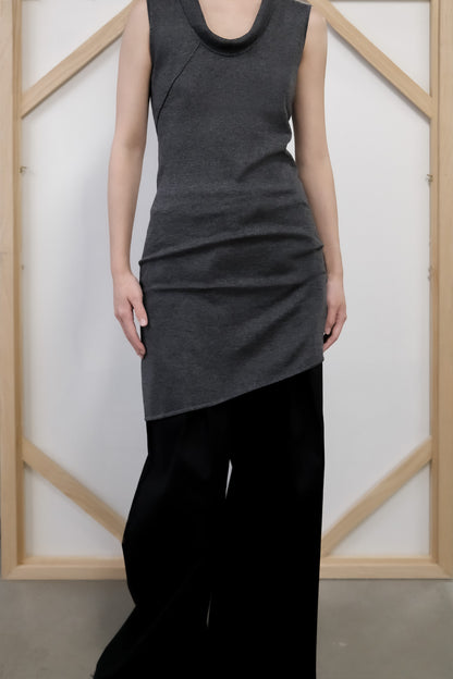 Ayla U-collar Lapel Knitted Tank Top
