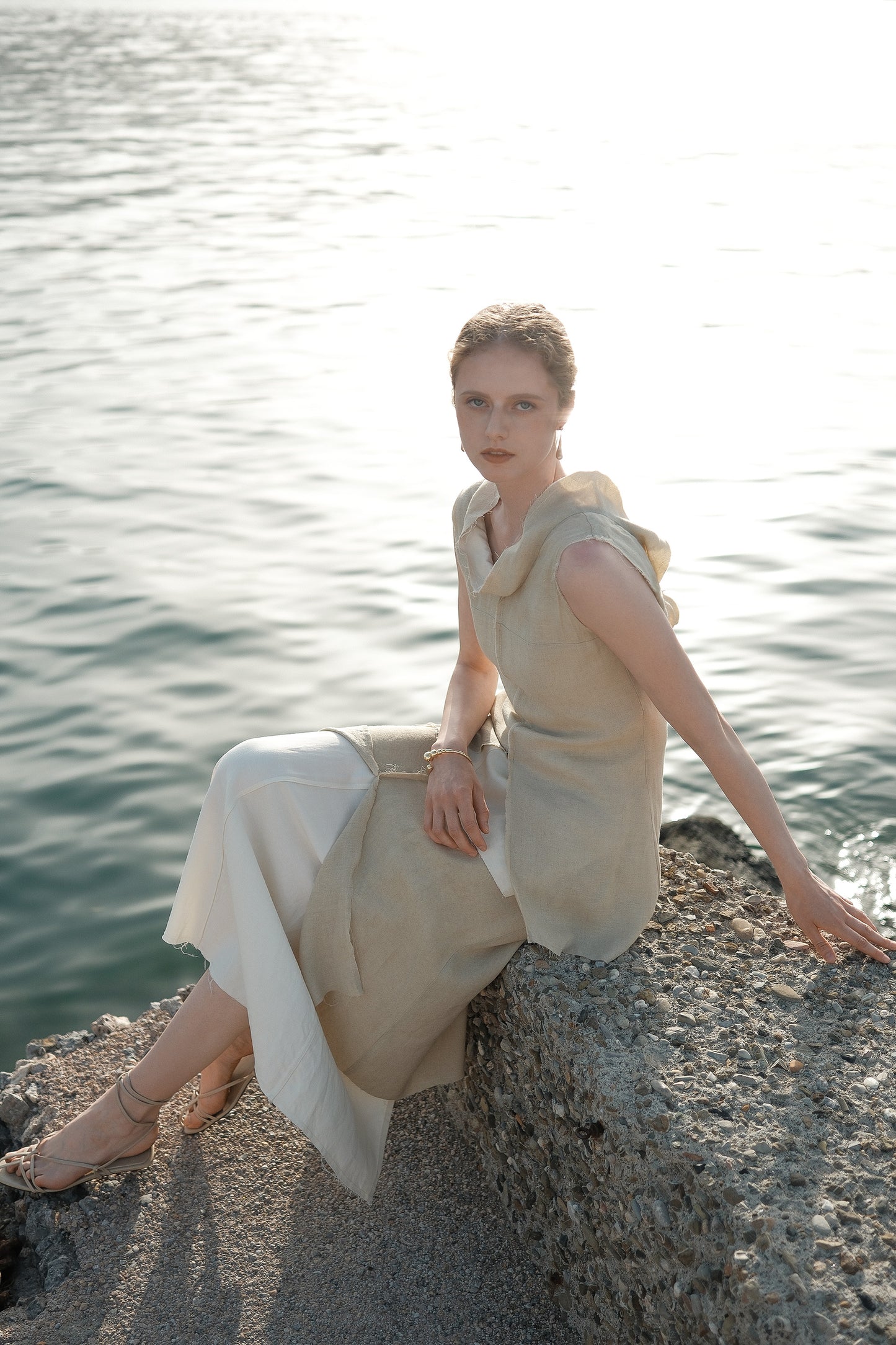 Tainá Cream Double-layered Skirt