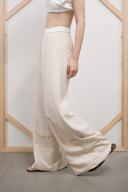 Quésia Beige Frayed Edge Trousers