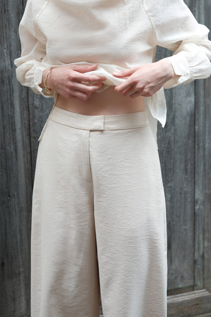 Quésia Beige Frayed Edge Trousers