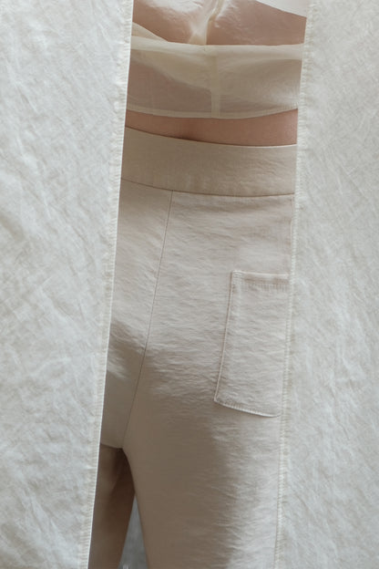 Quésia Beige Frayed Edge Trousers