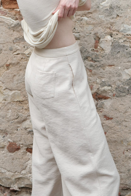 Quésia Beige Frayed Edge Trousers