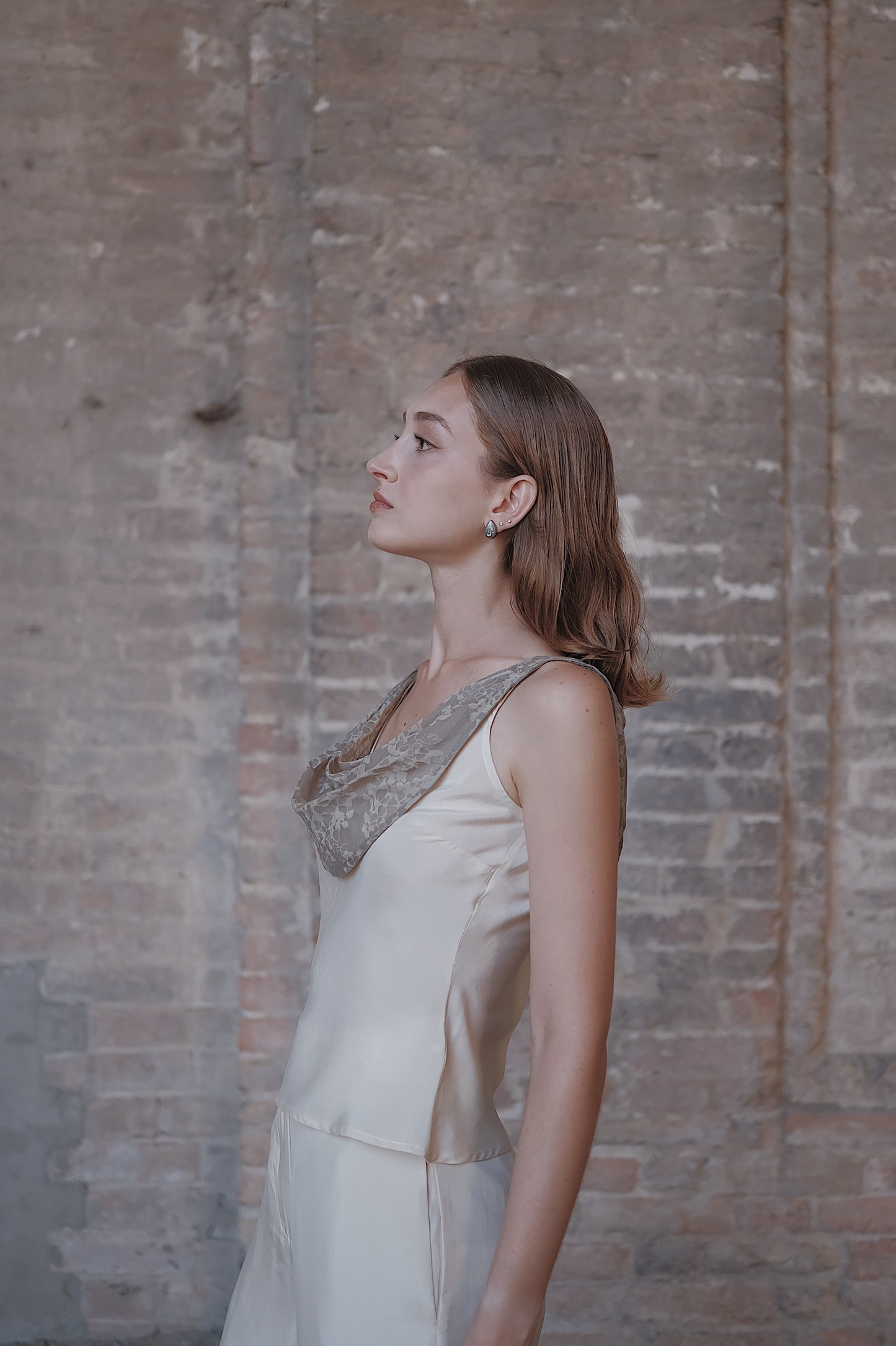 The Nadia Draped-Neck Silk Top